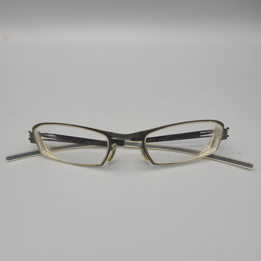 INhouse 1104 GM Rectangular Eyeglasses Gunmetal Gray Frames Made in Japan